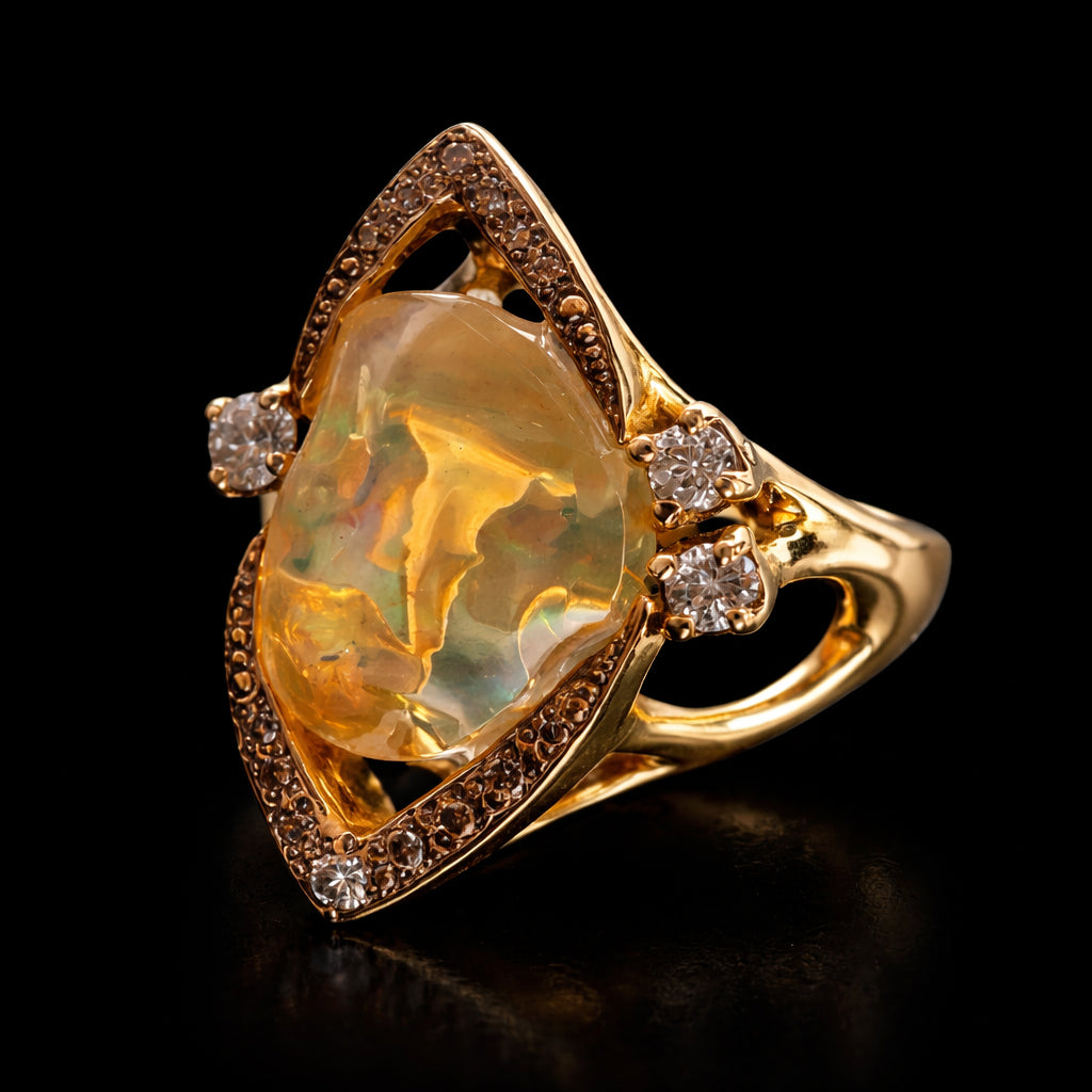 Anillo Ópalo Imperial con Diamantes