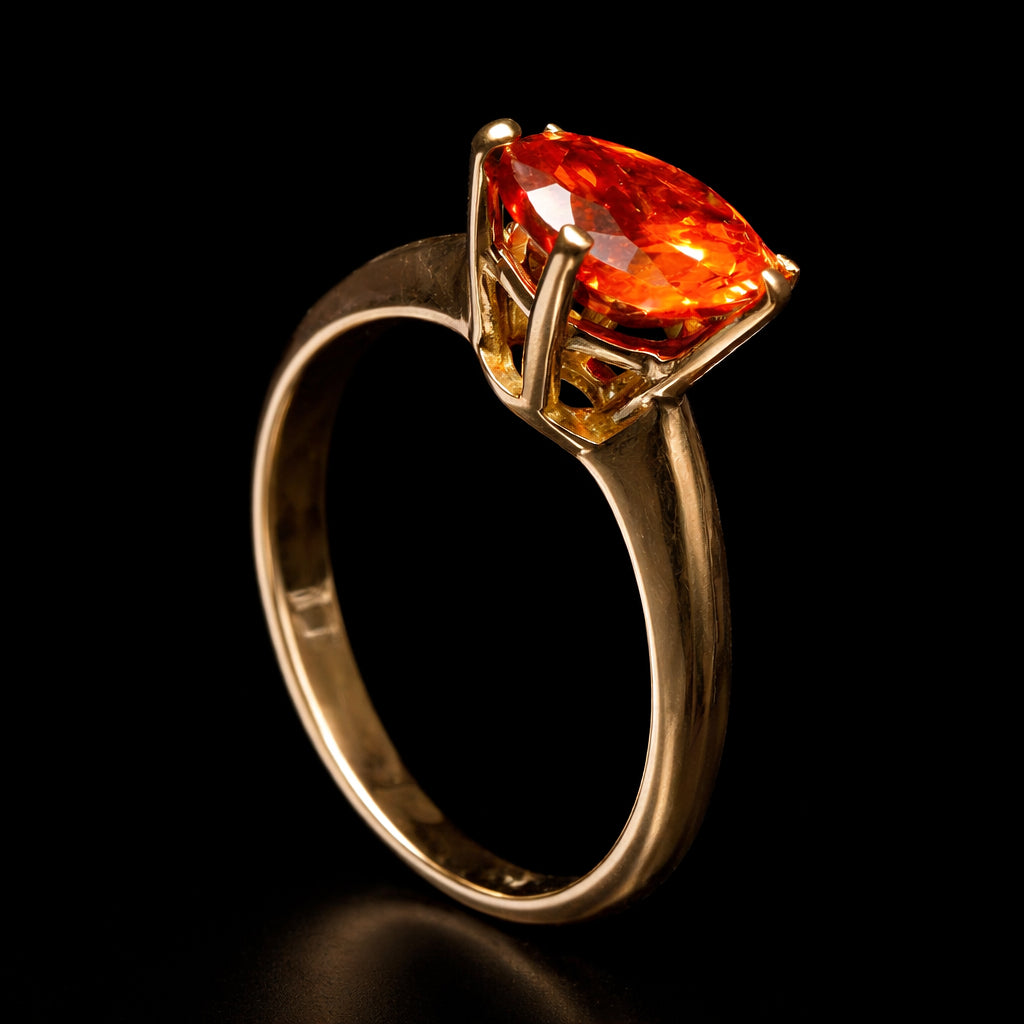 Anillo Casual Piedra Naranja