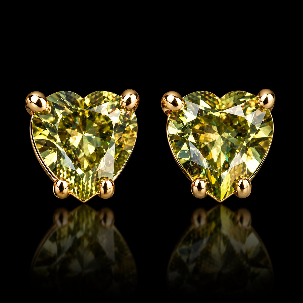 Aretes Piedra Corazon Amarillo