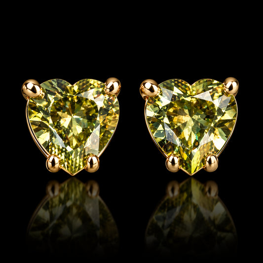 Aretes Piedra Corazon Amarillo