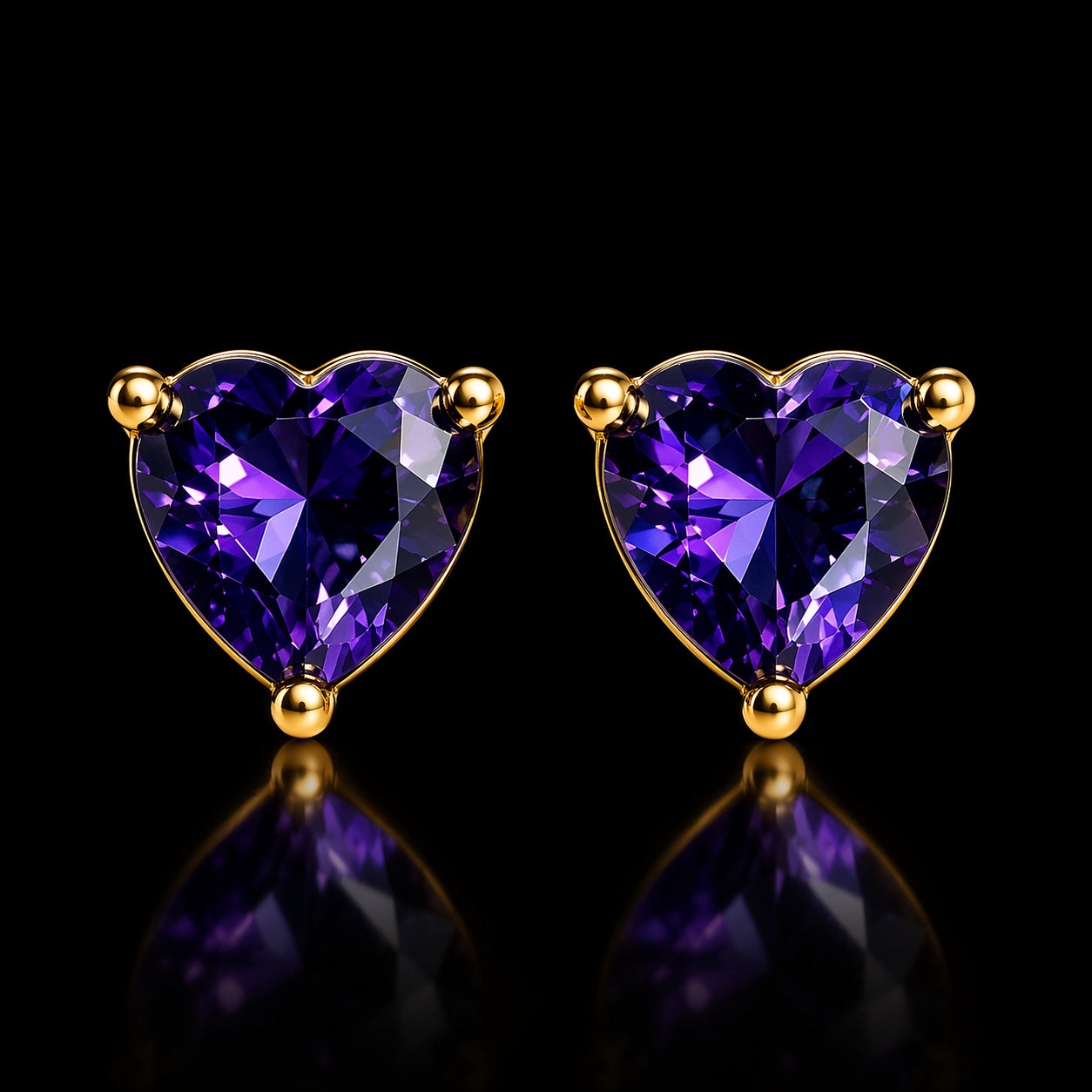 Aretes Piedra Corazon Morado