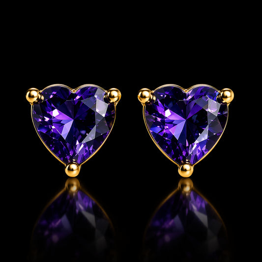 Aretes Piedra Corazon Morado