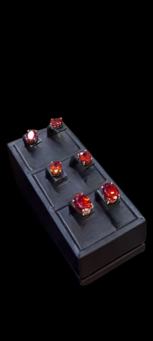 Broqueles de piedra Zirconia Naranja-Rojizo 10K