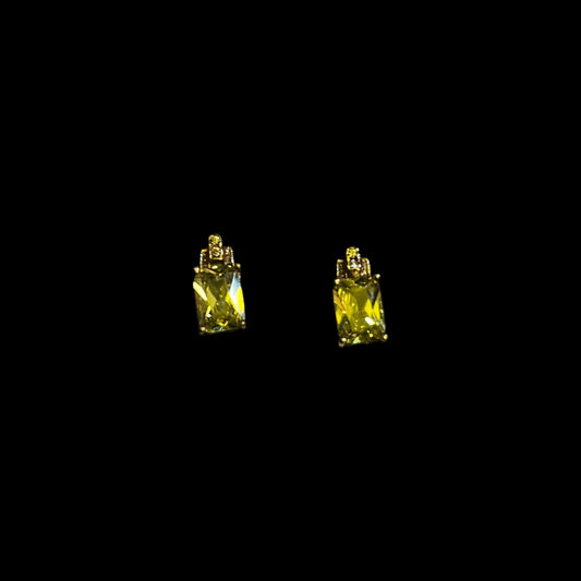 Broqueles Piedra Cuadrada Amarilla 14K
