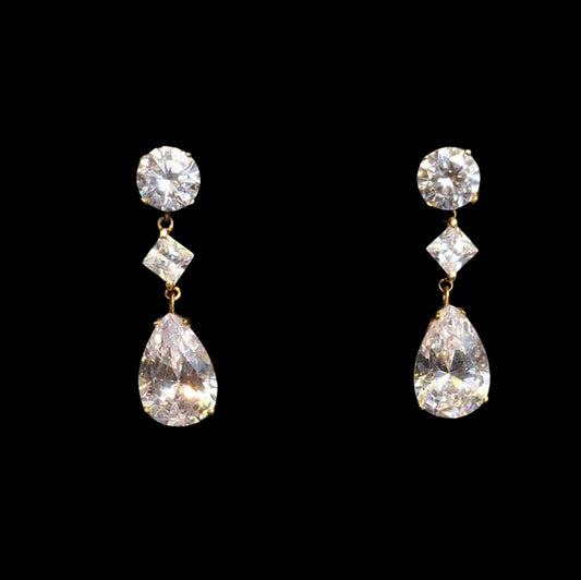 Aretes 3 Piedras 10K
