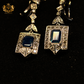 Aretes de Zafiro Corte Diamante en 14k