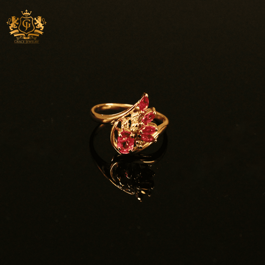 Anillo piedra Rubí Con Diamante Oro 14k