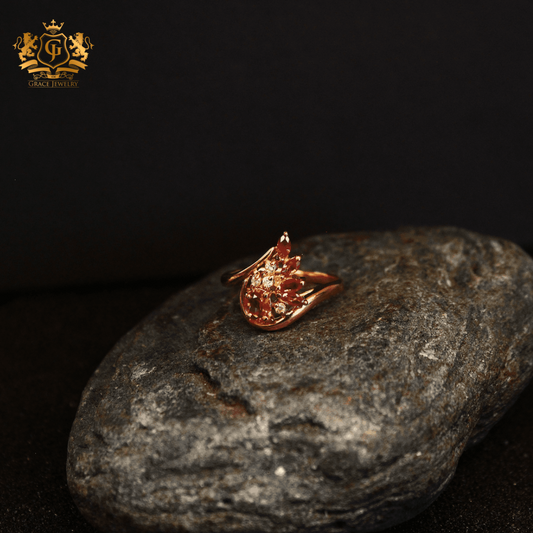 Anillo piedra Rubí Con Diamante Oro 14k