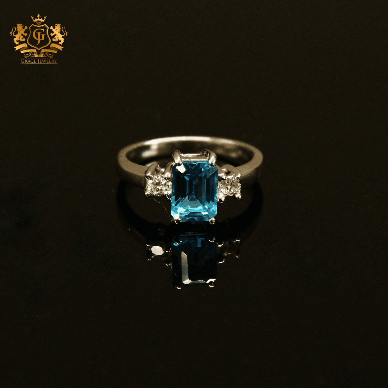 Anillo London Blue Topaz Oro Blanco 14K