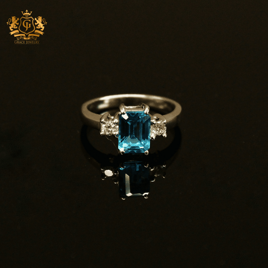 Anillo London Blue Topaz Oro Blanco 14K
