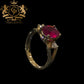 Anillo Rubí con Diamantes Oro 14K