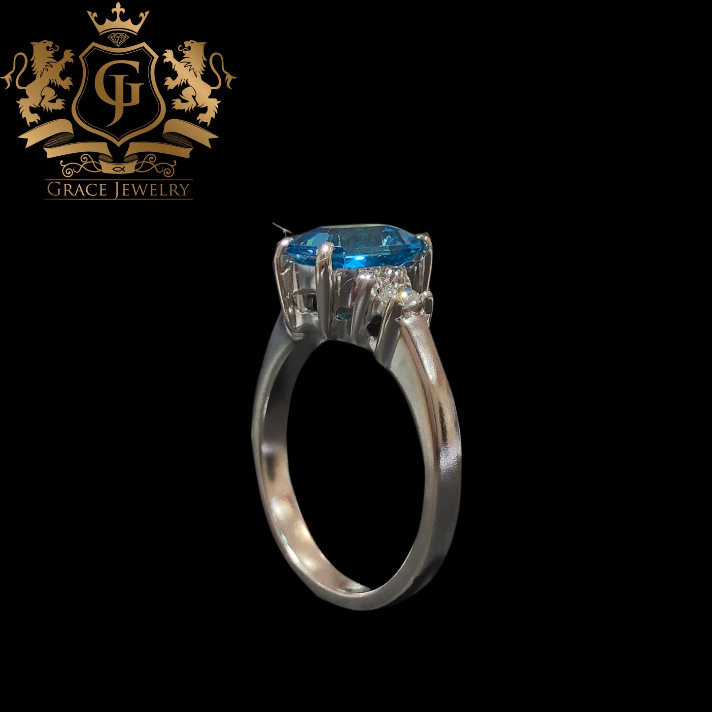Anillo London Blue Topaz Oro Blanco 14K