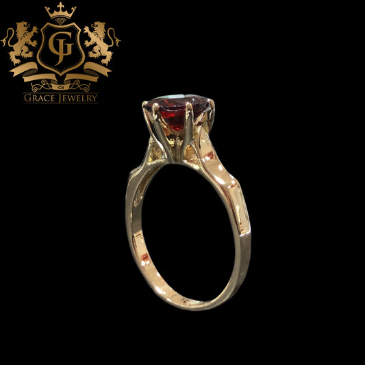 Anillo Piedra Granate Oro 14K
