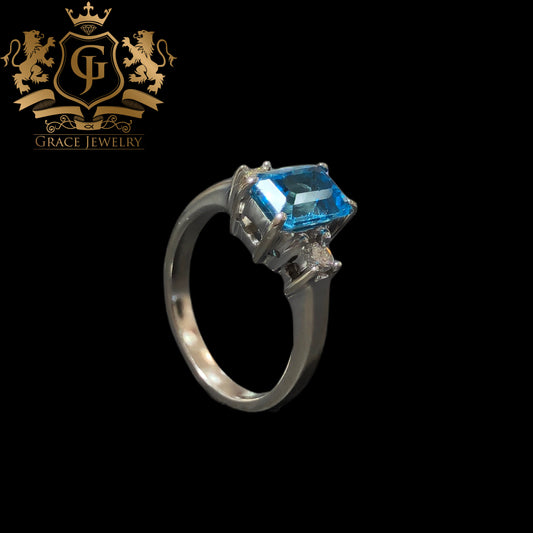Anillo London Blue Topaz Oro Blanco 14K