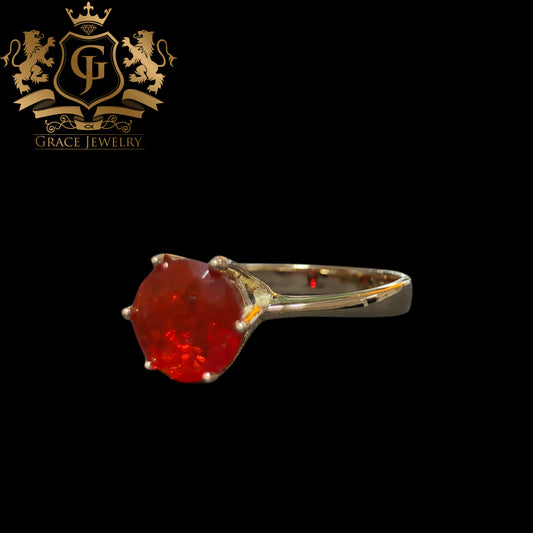 Anillo Cherry Opal Natural Oro 14K