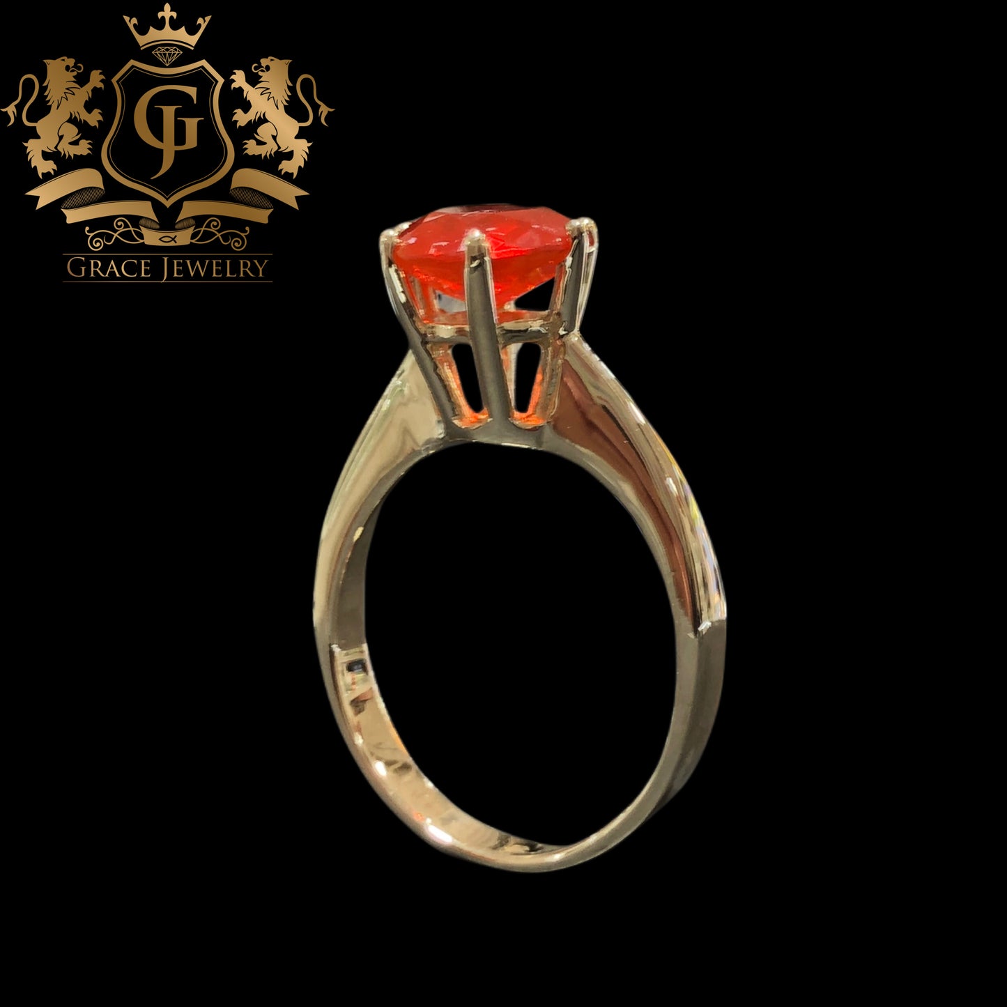 Anillo Cherry Opal Natural Oro 14K